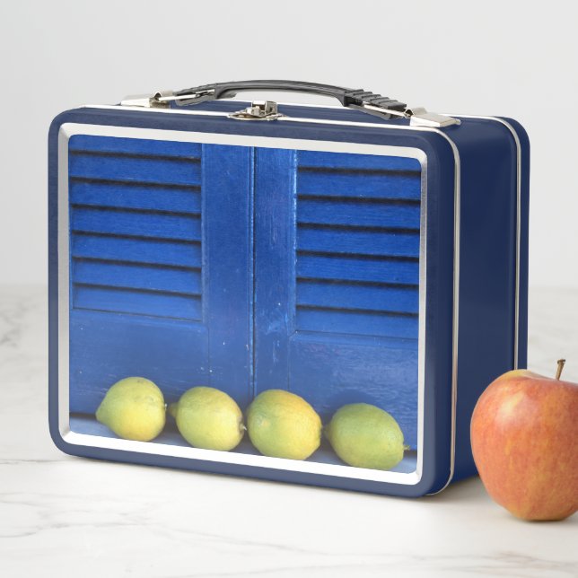 Lemon Blue Window Metal lunch box (In Situ)