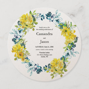 Lemon Blueberry Floral Wedding Invitation