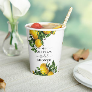 Lemon Boho Bridal Shower Paper Cups