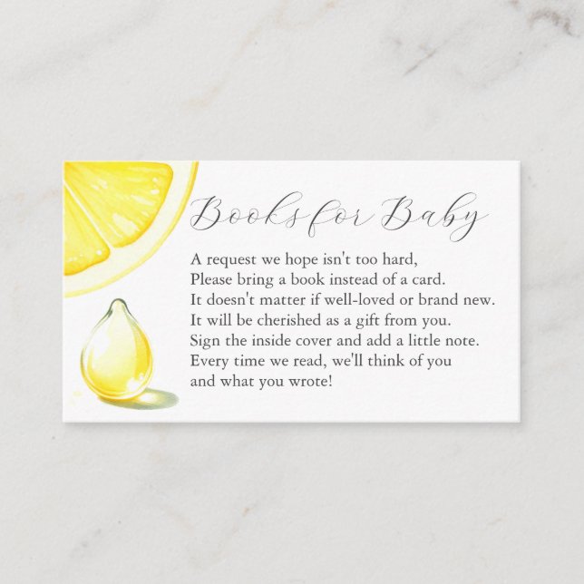 Lemon Book For Baby Invitation Enclosure Card (Front)