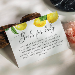 Lemon Books for Baby. Citrus Botanical Baby Shower Enclosure Card