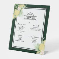 Lemon Border Emerald Green Wedding Drinks Menu