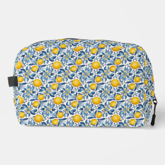Lemon Botanical Blue and Yellow Summer Print Dopp Kit