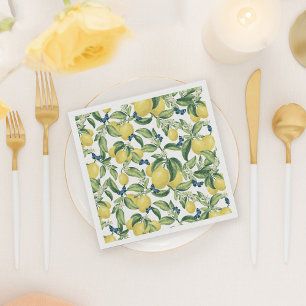 Lemon Botanical Blue Butterflies Napkin