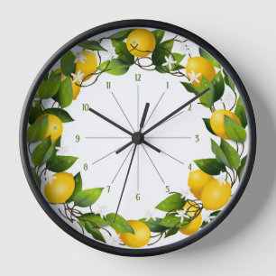 Lemon Botanical Country Kitchen Clock