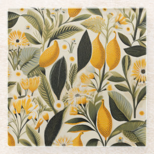 Lemon Botanical Grove Glass Coaster