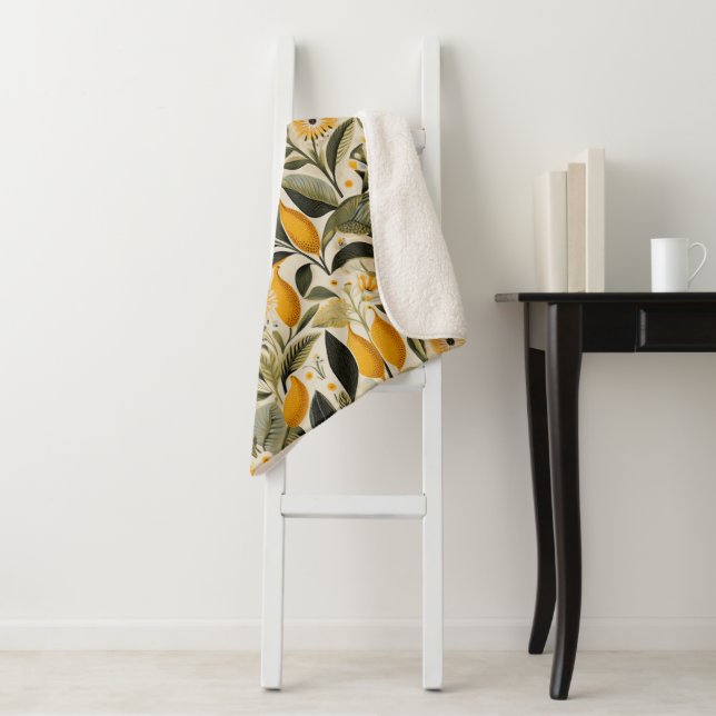 Lemon Botanical Grove Sherpa Blanket (In Situ)