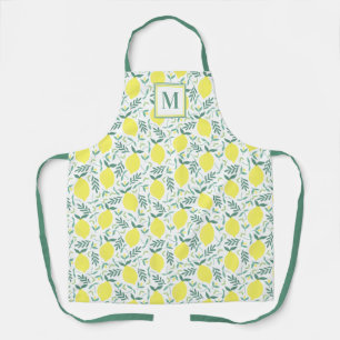 Lemon botanical monogram pattern apron