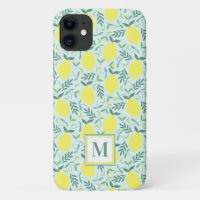 Lemon botanical monogram pattern Case-Mate iPhone 
