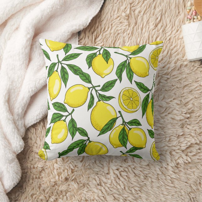 Lemon Botanical Seamless – Hand Drawn Cushion (Blanket)