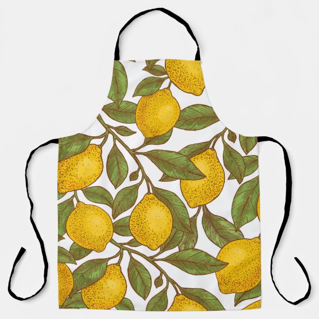 Lemon botanical seamless pattern apron (Front)