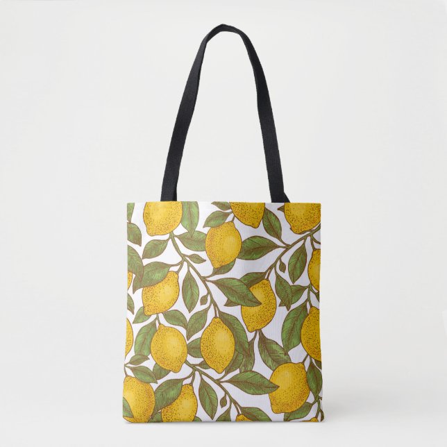 Lemon botanical seamless pattern tote bag (Front)