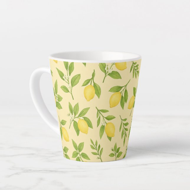 Lemon Botanical Small Latte Mug (Left Angle)