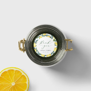 Lemon Botanical Thank You Wedding Favour Sticker