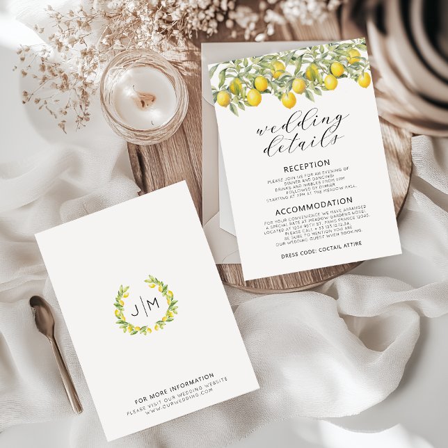 Lemon Botanical Wedding Details Cards (Creator Uploaded)