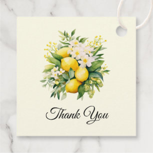 Lemon Bouquet with White Blossoms Favour Tags