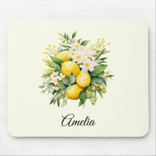 Lemon Bouquet with White Blossoms Mouse Mat