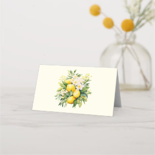 Lemon Bouquet with White Blossoms Place Card