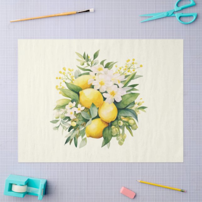 Lemon Bouquet with White Blossoms Tissue Paper (Craft)