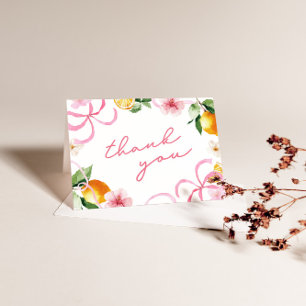 Lemon & Bows Whimsical Girls Baby Shower Thank You Card