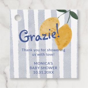 Lemon Boy Baby Shower Favour Thank You Tags