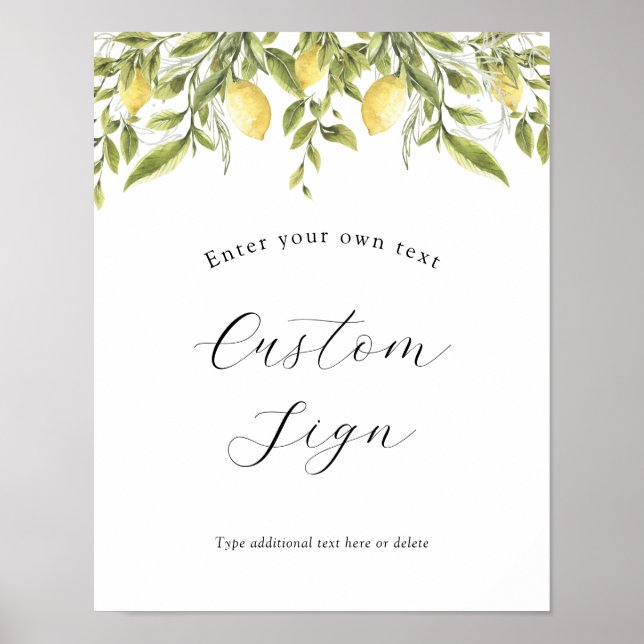 Lemon Branch and Greenery Custom Text Sign (Front)