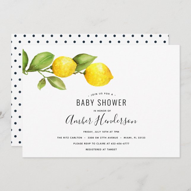 Lemon Branch Baby Shower Invitation (Front/Back)