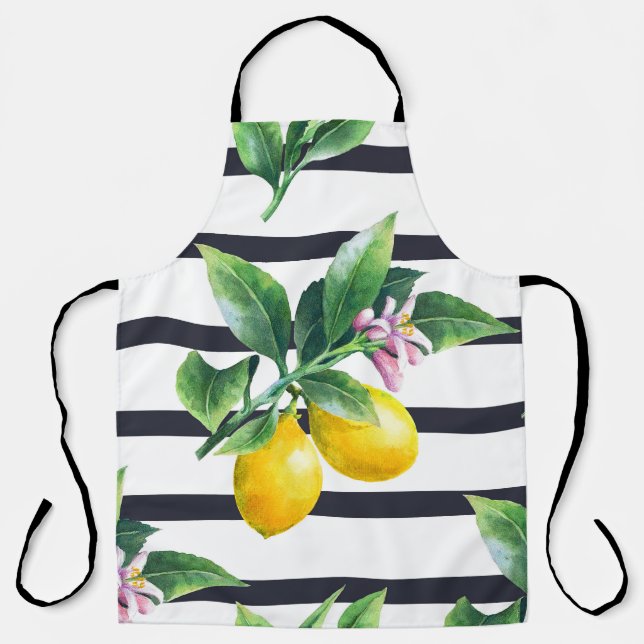 Lemon Branch: Citrus Watercolor Bliss Apron (Front)