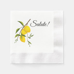 Lemon branch design with Salute! Coined Cocktail Napkin