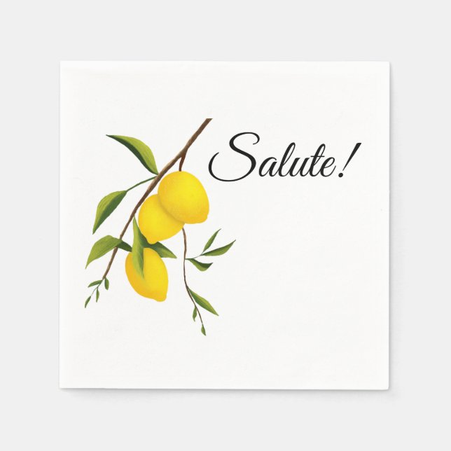 Lemon branch design with Salute! Standard Cocktail Napkin (Front)