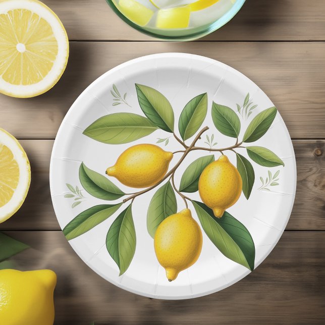 Lemon Branch Elegant Vintage Paper Plate (Creator Uploaded)