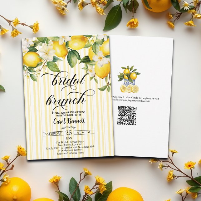 Lemon Branch Mediterranean Summer Bridal Brunch Invitation (Creator Uploaded)