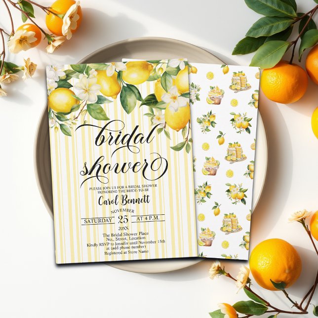 Lemon Branch Mediterranean Summer Bridal Shower Invitation (Creator Uploaded)