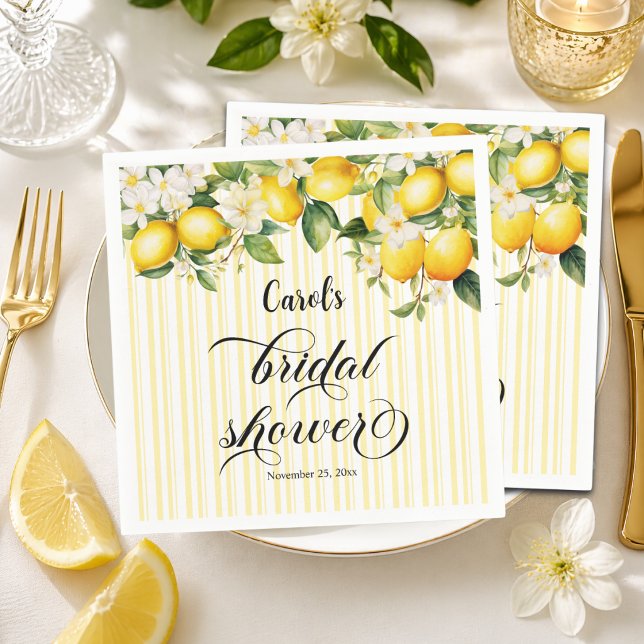 Lemon Branch Mediterranean Summer Bridal Shower Napkin (Creator Uploaded)