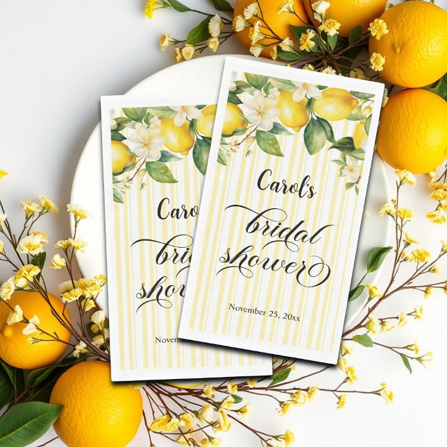 Lemon Branch Mediterranean Summer Bridal Shower Napkin (Creator Uploaded)