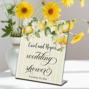 Lemon Branch Mediterranean Summer Wedding Shower Pedestal Sign
