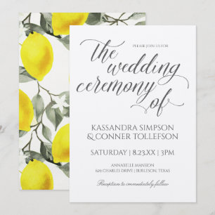 Lemon Branch Wedding Invitations Vintage Yellow