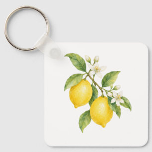 Lemon Branch with Blossoms Key Ring