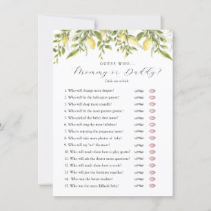 Lemon Branches Baby Guess Who Shower Game Card