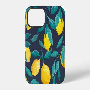 Lemon Branches: Blue Decorative Seamless iPhone 12 Case