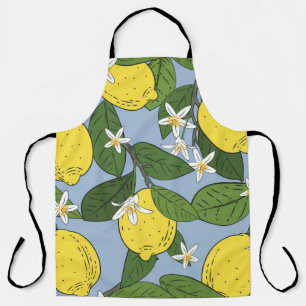 Lemon Branches: Blue Vintage Illustration Apron