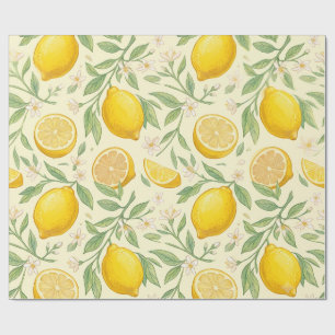 Lemon Branches Botanical Fruit Garden Wrapping Pap Paper