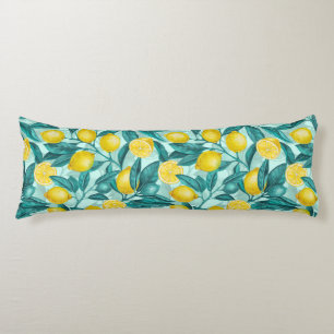 Lemon branches in blue and yellow body cushion