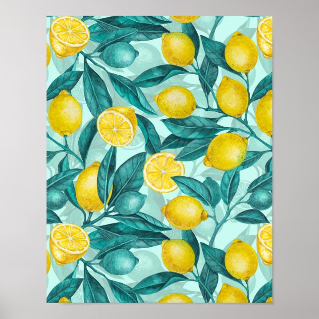 Lemon branches in blue and yellow poster (Front)