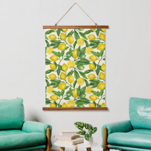 Lemon branches in green and yellow hanging tapestry