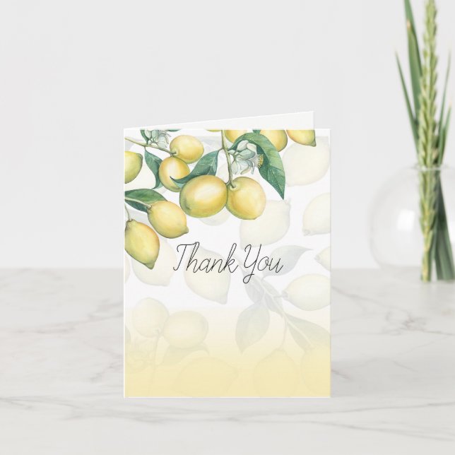 Lemon Branches White & Yellow Country Rustic Thank You Card (Front)