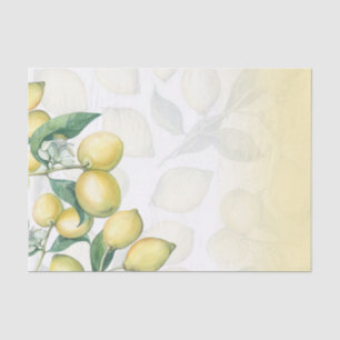 Lemon Branches White & Yellow Country Rustic Tissue Paper