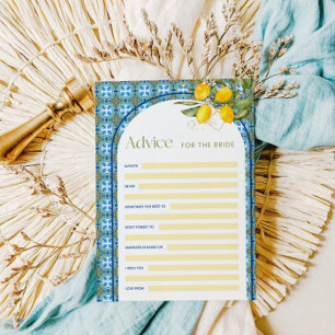 Lemon Bridal Shower Advice For The Bride Card