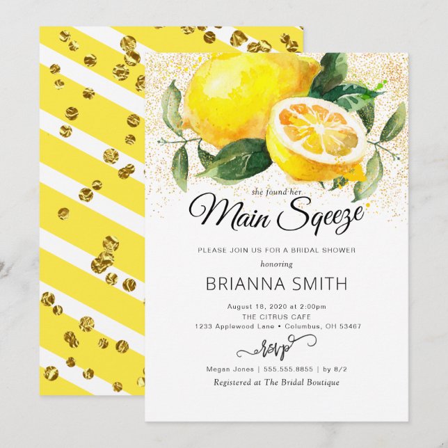 Lemon Bridal Shower Invitation (Front/Back)