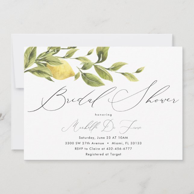 Lemon Bridal Shower Invitation (Front)